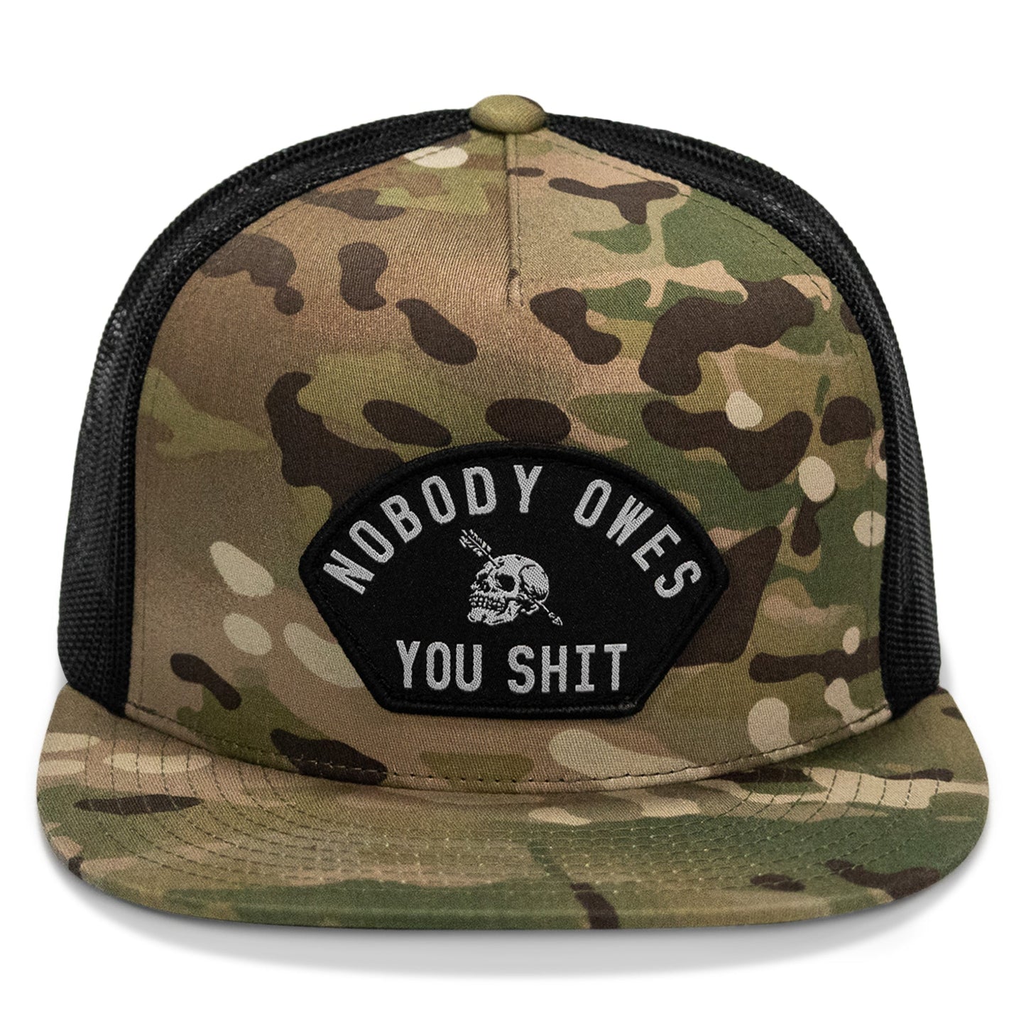 Nobody Owes You Shit Arched Patch Flatbill SnapBack Hat