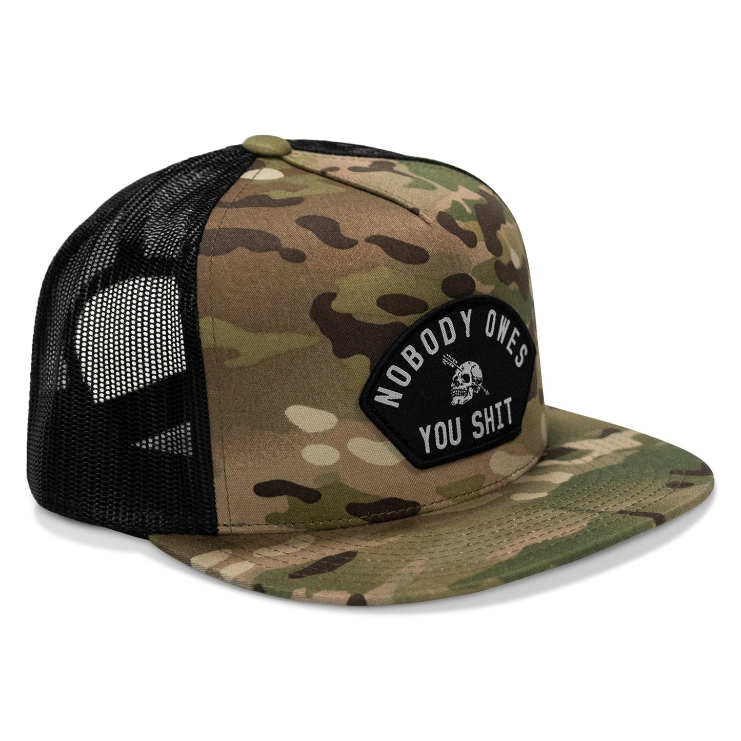 Nobody Owes You Shit Arched Patch Flatbill SnapBack Hat