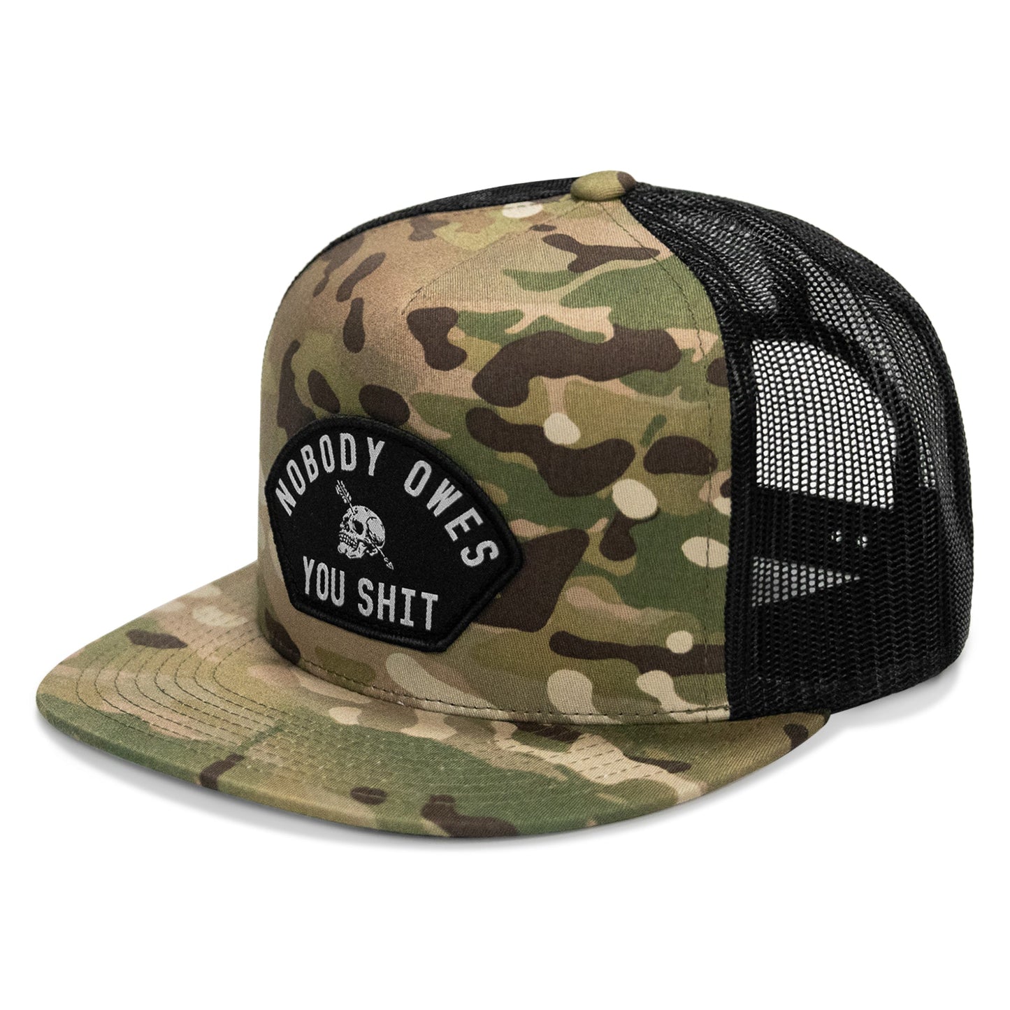 Nobody Owes You Shit Arched Patch Flatbill SnapBack Hat