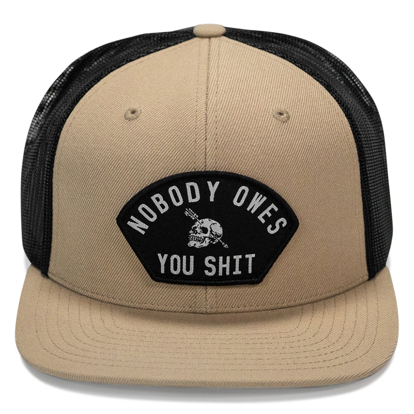 Nobody Owes You Shit Arched Patch Flatbill SnapBack Hat