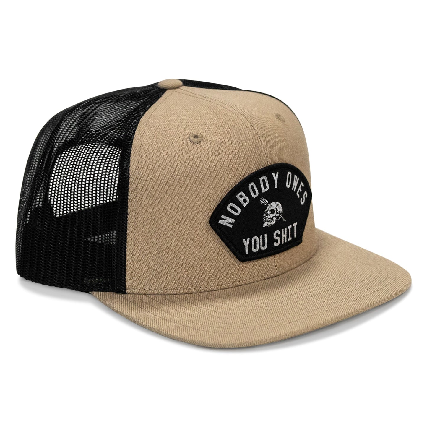 Nobody Owes You Shit Arched Patch Flatbill SnapBack Hat