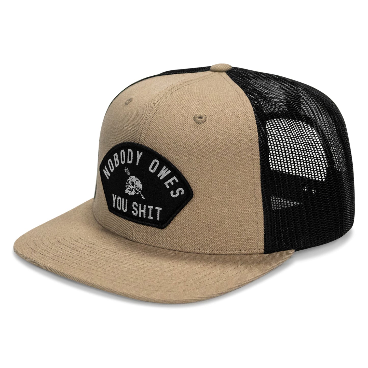 Nobody Owes You Shit Arched Patch Flatbill SnapBack Hat