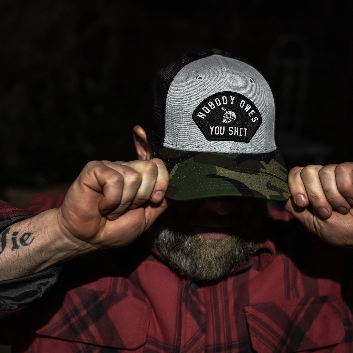 Nobody Owes You Shit Arched Skull Patch Snapback