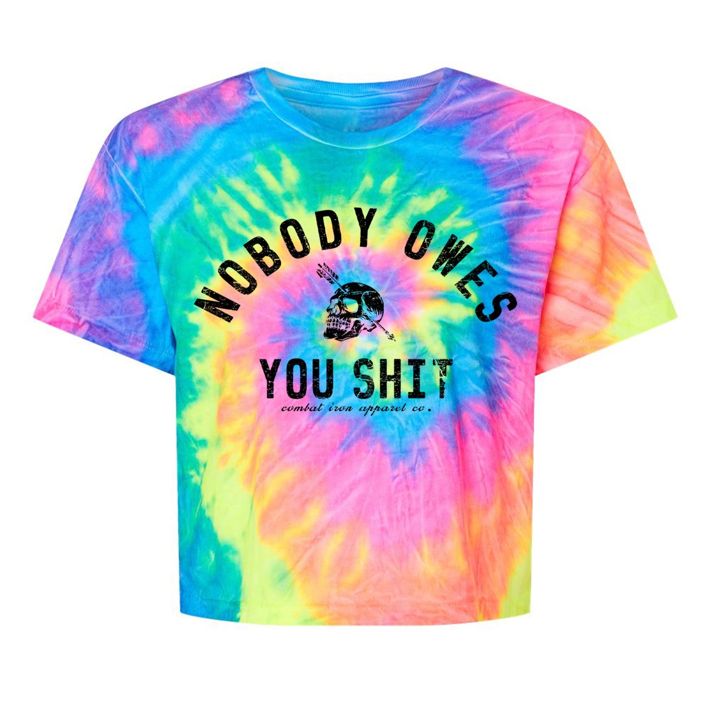 Nobody Owes You Shit Skull Women's Crop Heavyweight Tee