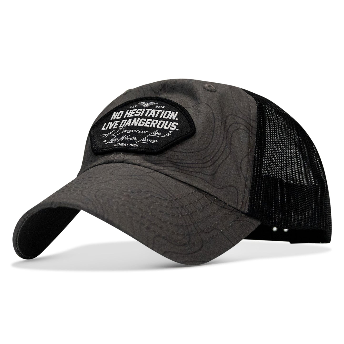 No Hesitation. Live Dangerous Patch Tactical Ripstop Mesh Snapback Hat
