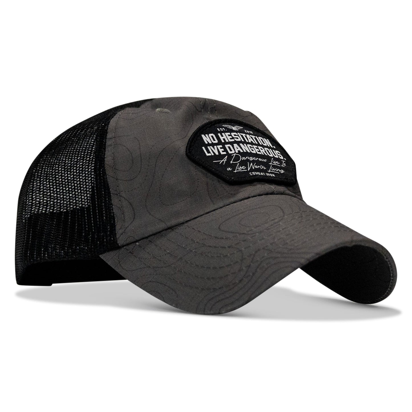 No Hesitation. Live Dangerous Patch Tactical Ripstop Mesh Snapback Hat
