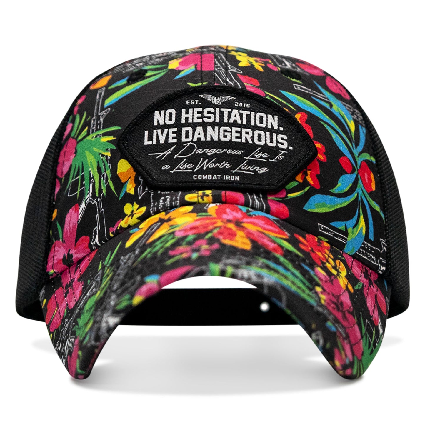 No Hesitation. Live Dangerous Patch Tactical Ripstop Mesh Snapback Hat