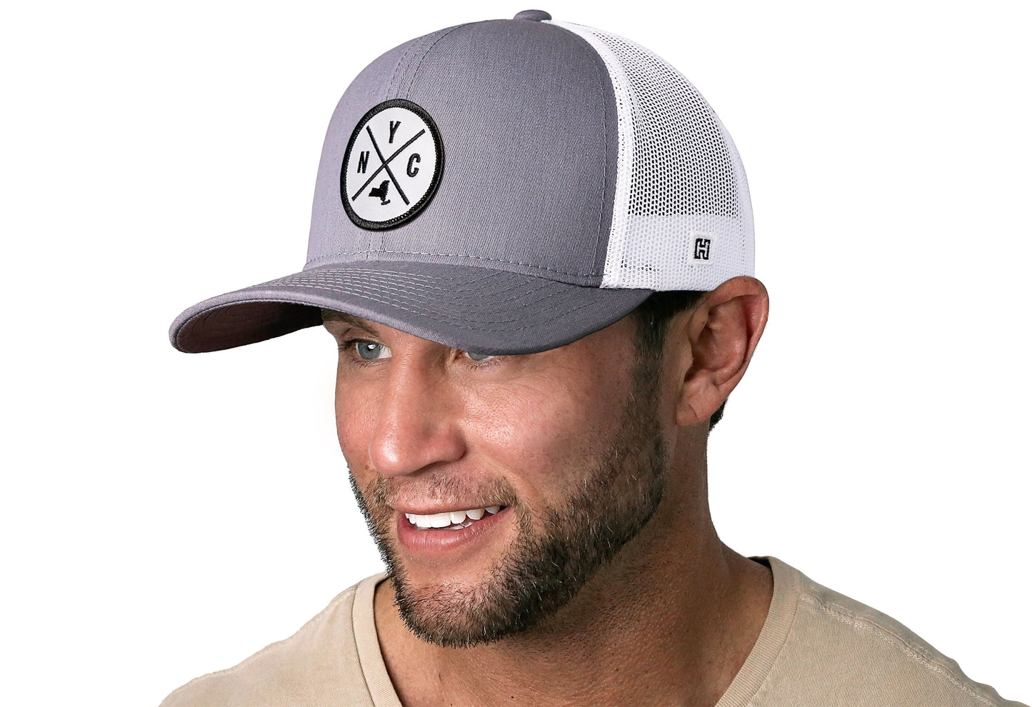 New York City Trucker Hat  |  Gray-White NYC X Snapback