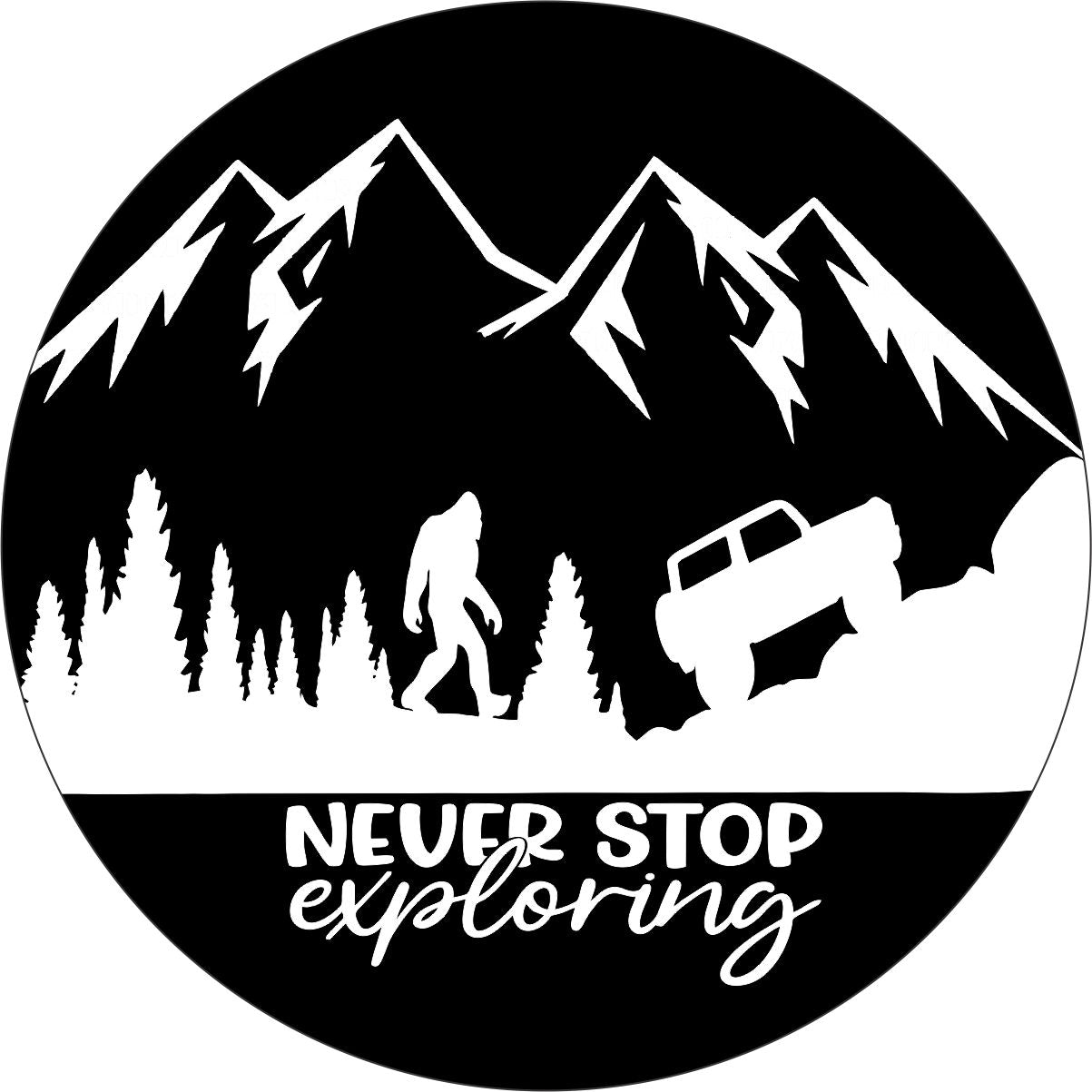 Never Stop Exploring â€¢ Sasquatch Ford Bronco Spare Tire Cover Design