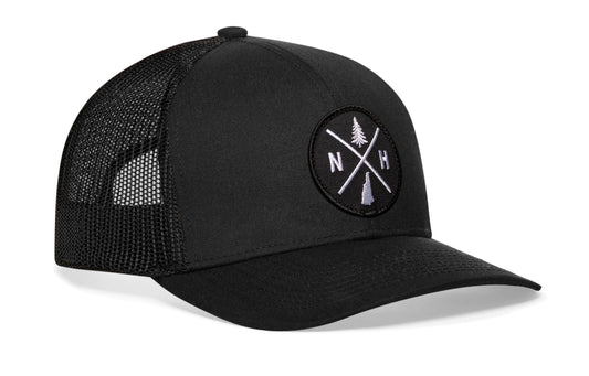 New Hampshire Trucker Hat  |  Black NH X Snapback