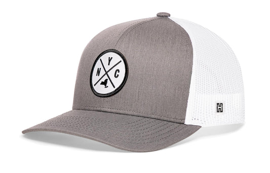 New York City Trucker Hat  |  Gray-White NYC X Snapback