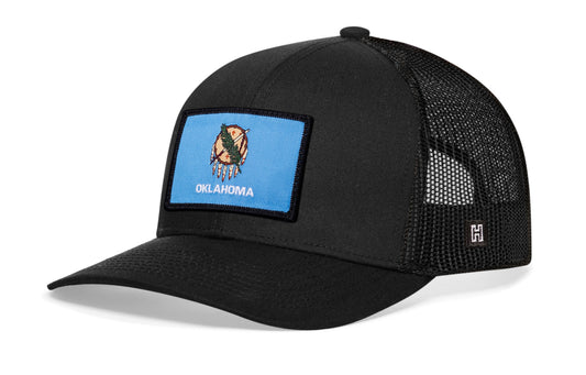 Oklahoma Flag Trucker Hat  |  Black Oklahoma Flag Snapback