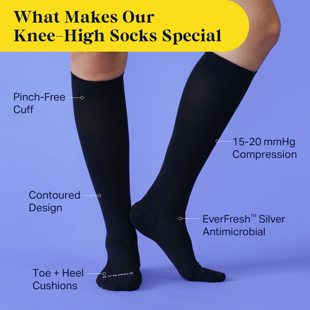 Knee-High Compression Socks – Solid Black