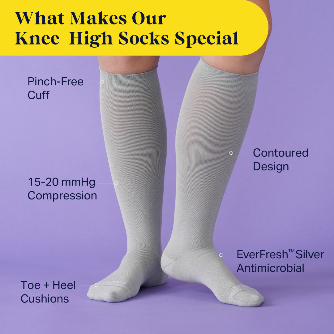 Knee-High Compression Socks – Solid Grey