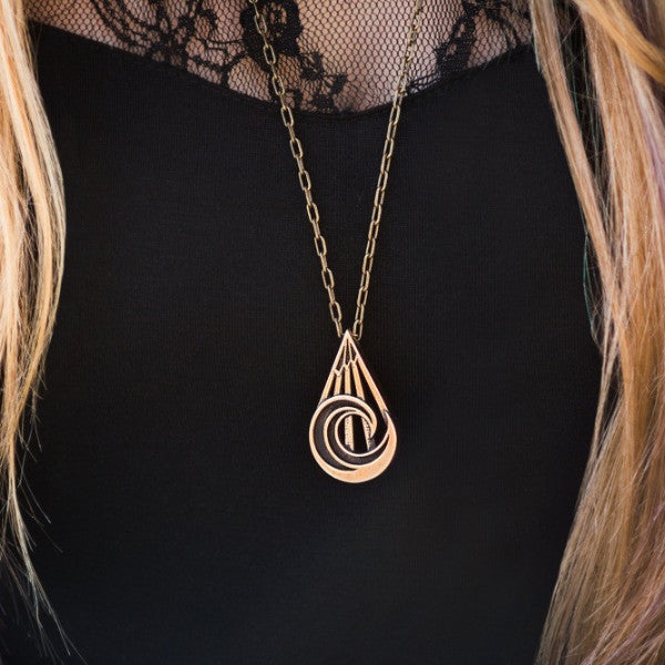 PEACE Mountain Wave Necklace - Bronze