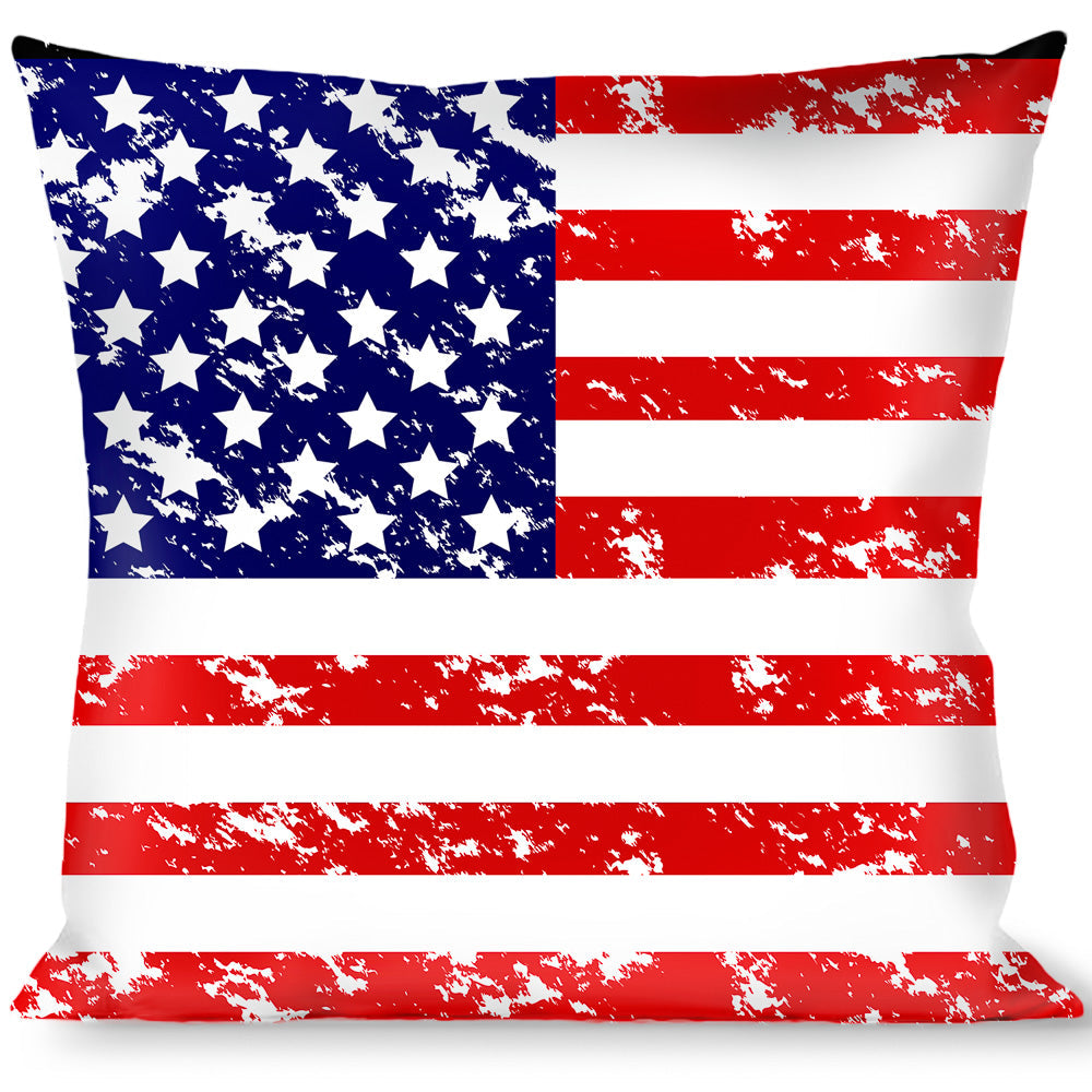 Buckle-Down Throw Pillow - United States Flags Weathered/Black