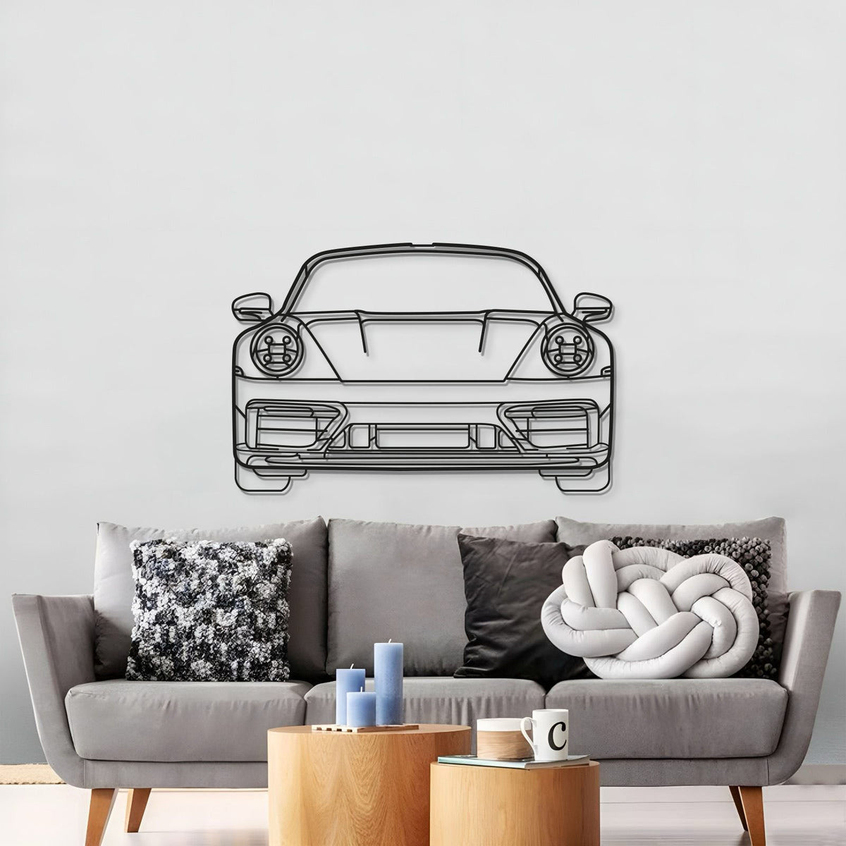 911 Model 992 Front View Metal Car Wall Art - MT0865