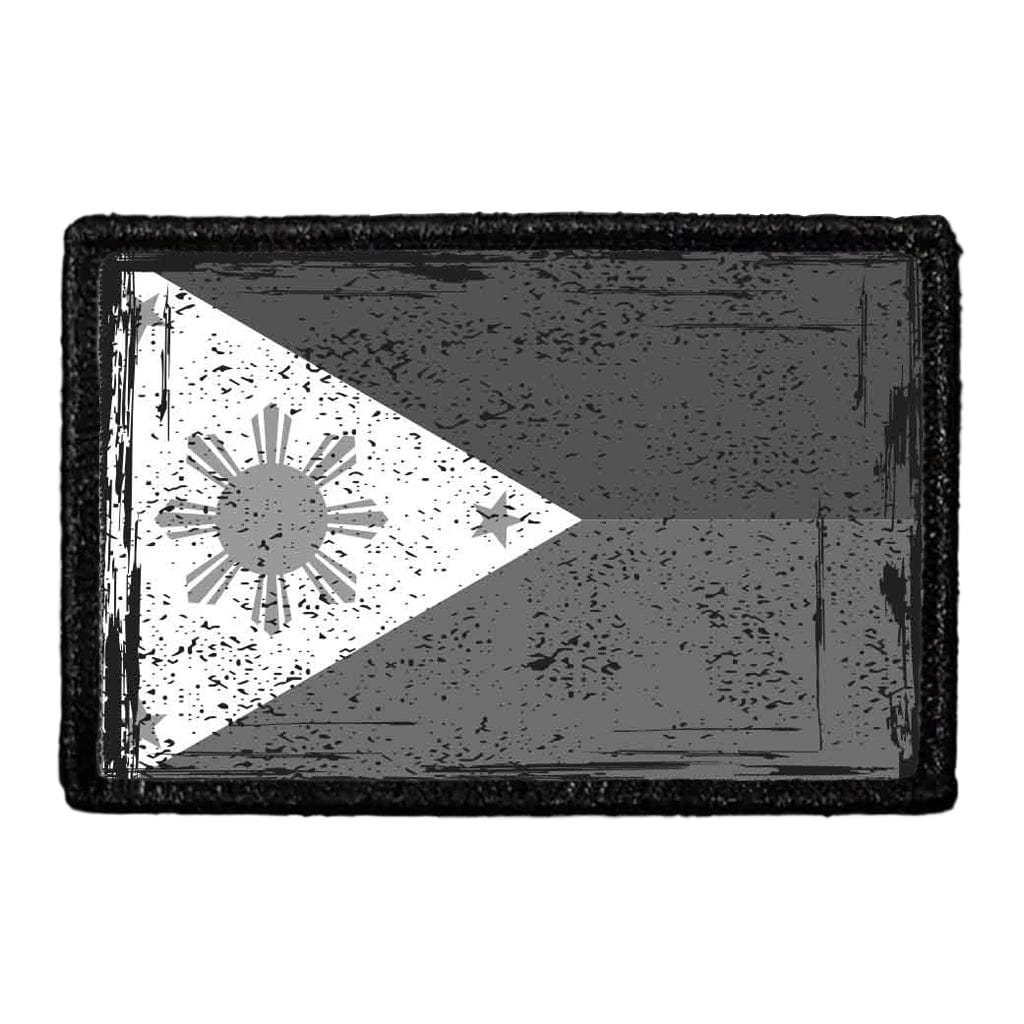 Philippines National Flag - Black And White - Distressed - Removable Patch