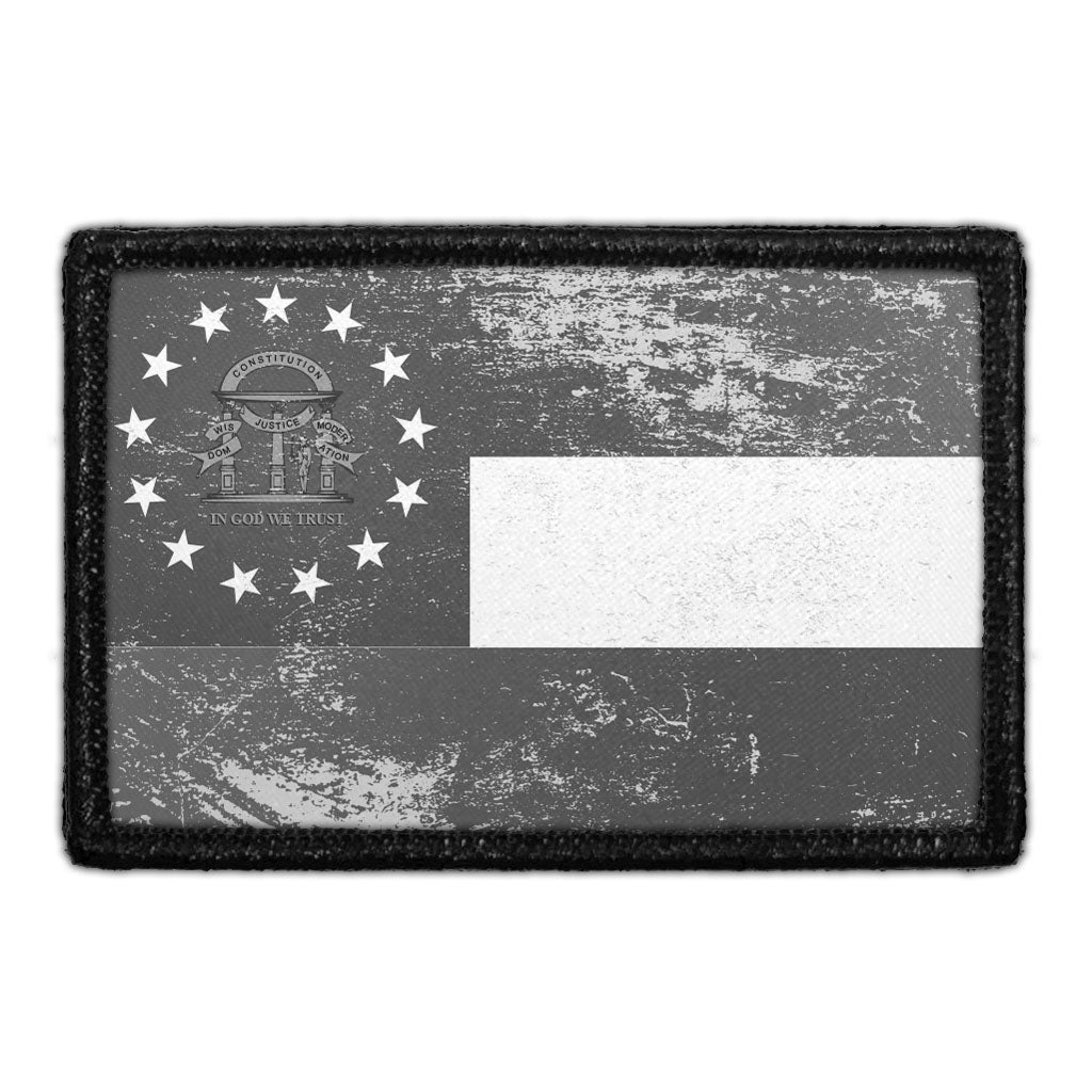 Georgia State Flag - Black and White - Distressed - Removable Patch