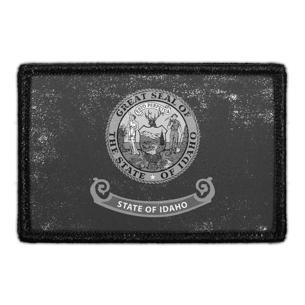 Idaho State Flag - Black and White - Distressed - Removable Patch