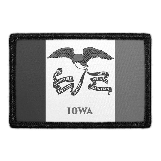 Iowa State Flag - Black and White - Removable Patch