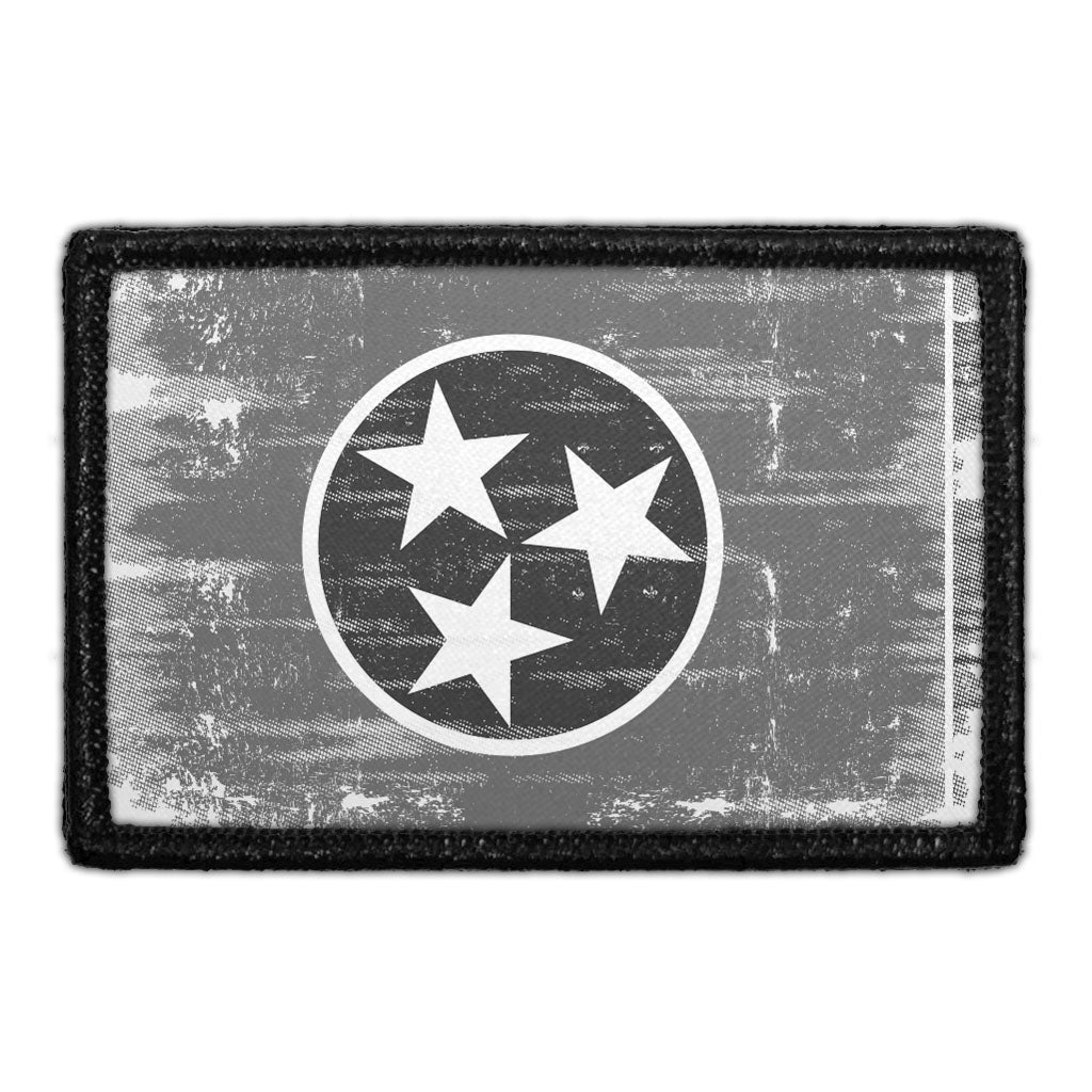 Tennessee State Flag - Black and White - Distressed - Removable Patch