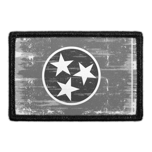 Tennessee State Flag - Black and White - Distressed - Removable Patch