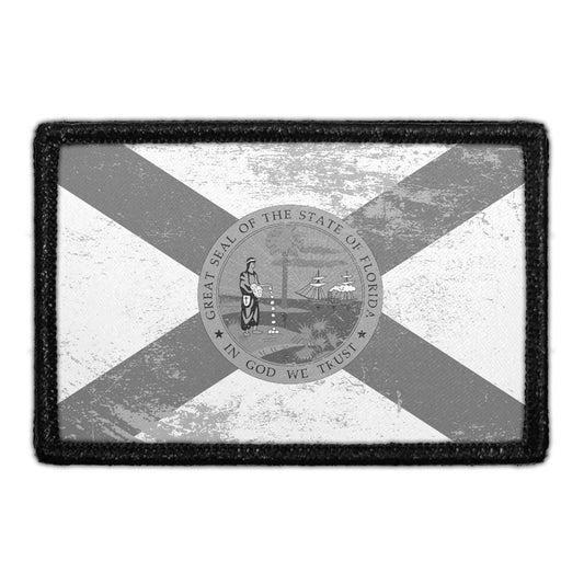 Florida State Flag - Black and White - Distressed - Removable Patch