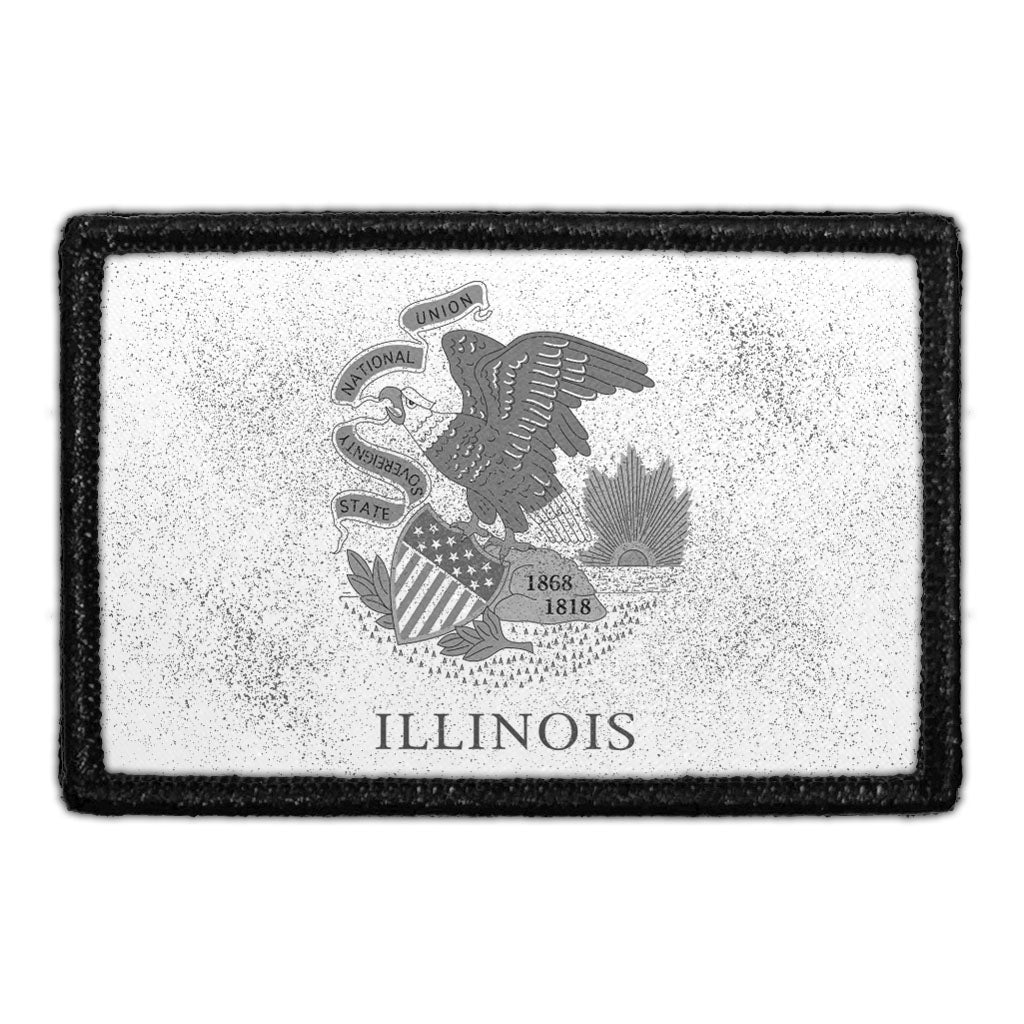 Illinois State Flag - Black and White - Distressed - Removable Patch