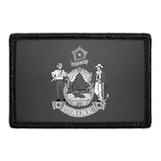 Maine State Flag - Black and White - Removable Patch