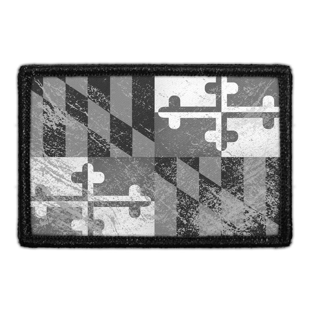 Maryland State Flag - Black and White - Distressed - Removable Patch