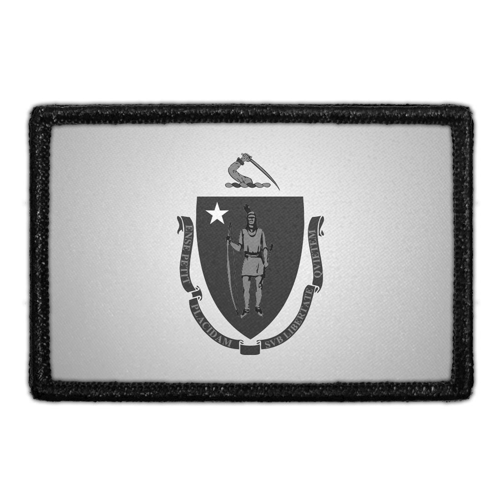 Massachusetts State Flag - Black and White - Removable Patch