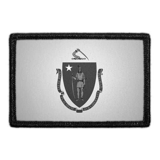 Massachusetts State Flag - Black and White - Removable Patch