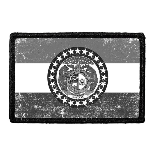 Missouri State Flag - Black and White - Distressed - Removable Patch