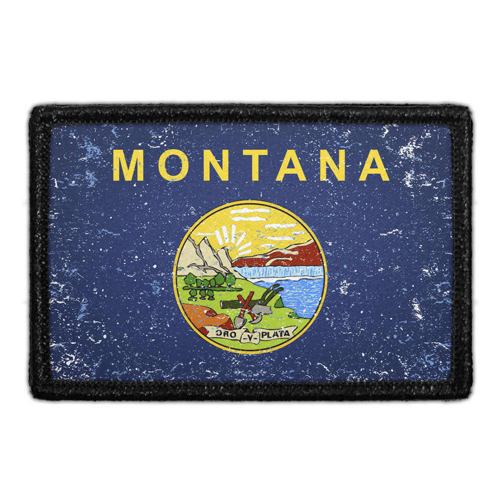 Montana State Flag - Color - Distressed - Removable Patch