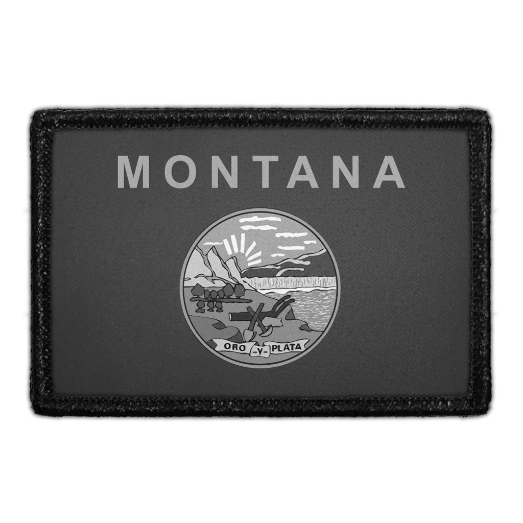 Montana State Flag - Black and White - Removable Patch