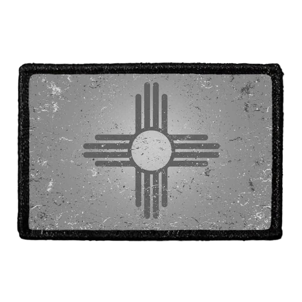 New Mexico State Flag - Black and White - Distressed - Removable Patch