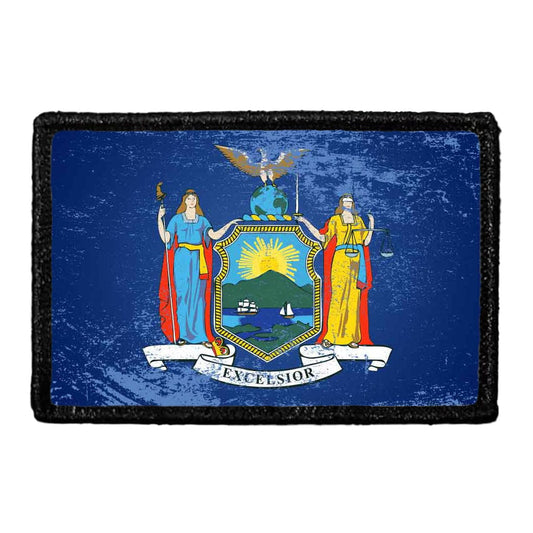 New York State Flag - Color - Distressed - Removable Patch