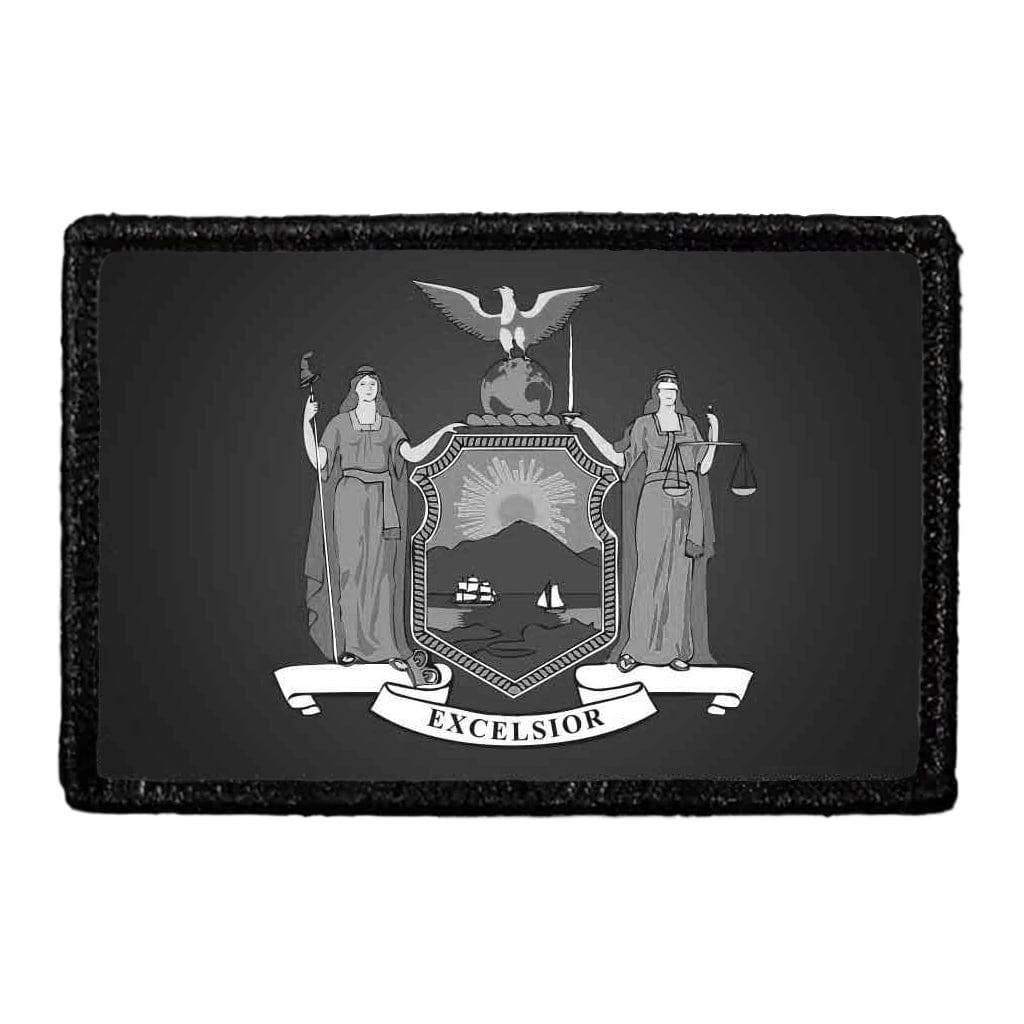 New York State Flag - Black and White - Removable Patch