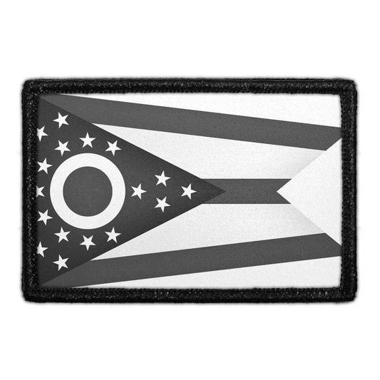 Ohio State Flag - Black and White - Removable Patch