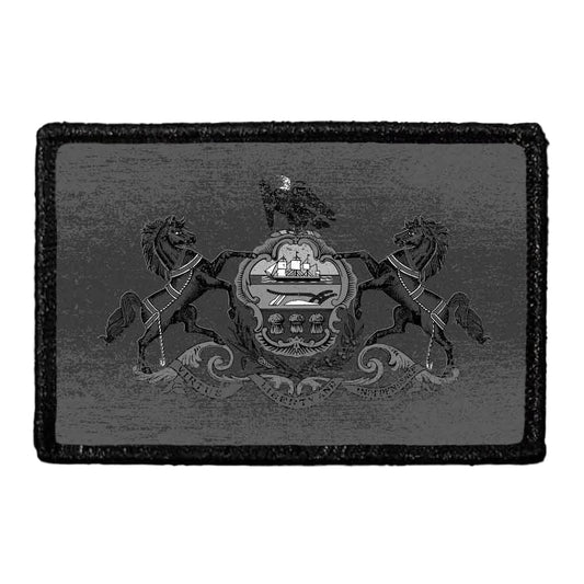 Pennsylvania State Flag - Black and White - Distressed - Removable Patch