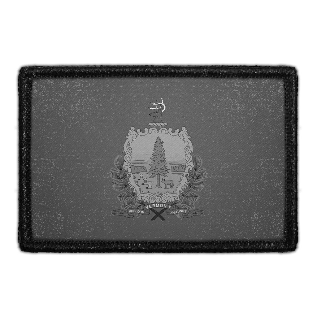 Vermont State Flag - Black and White - Distressed - Removable Patch