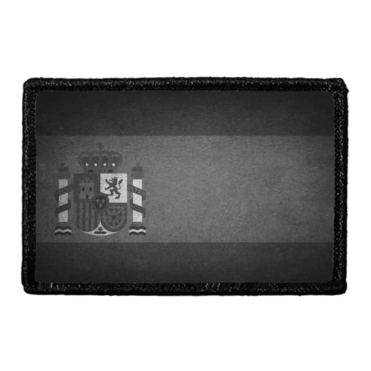 Spain Flag - Black and White - Distressed - Removable Patch