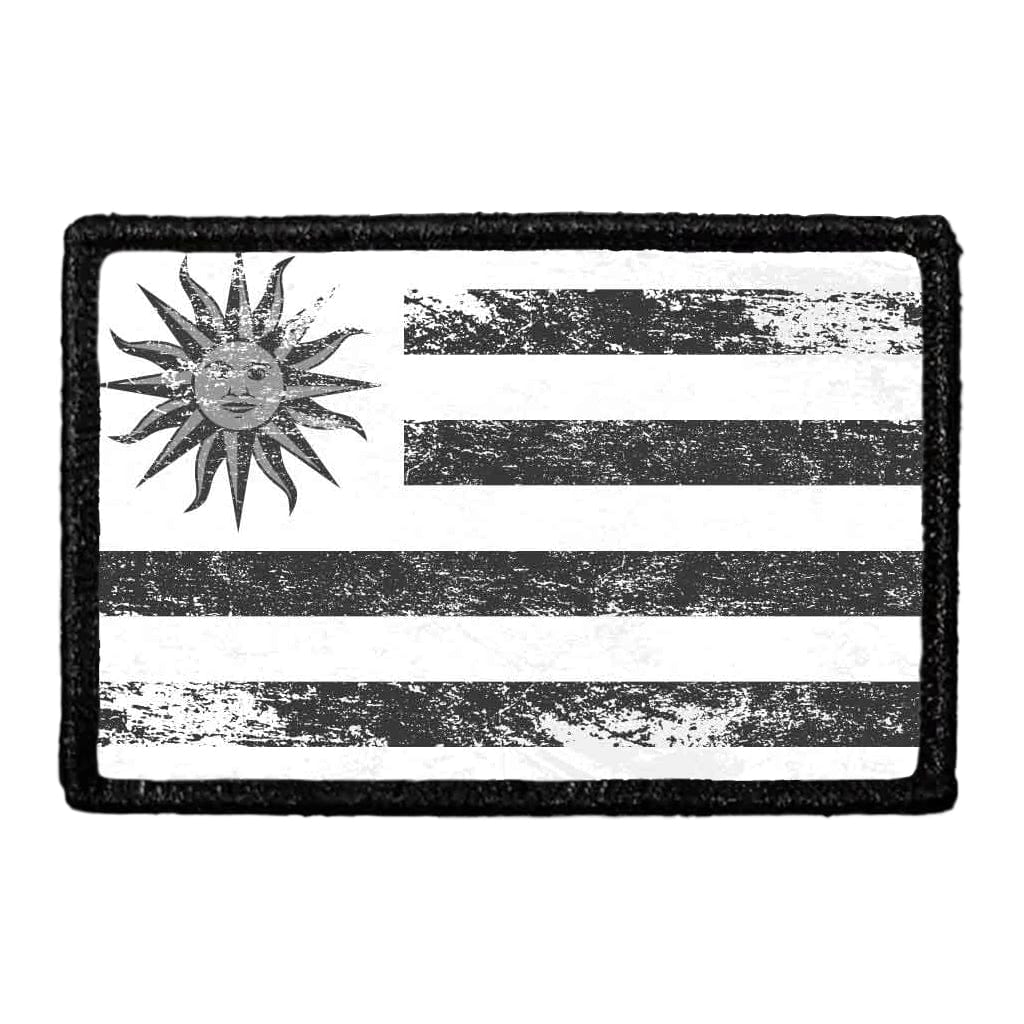 Uruguay Flag - Black and White - Distressed - Removable Patch