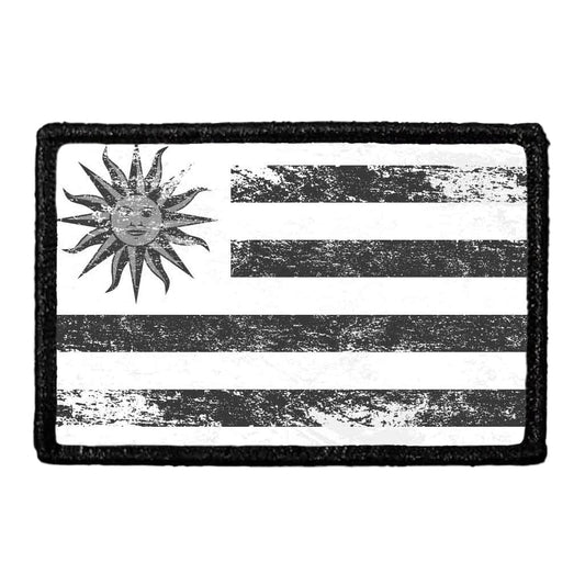 Uruguay Flag - Black and White - Distressed - Removable Patch