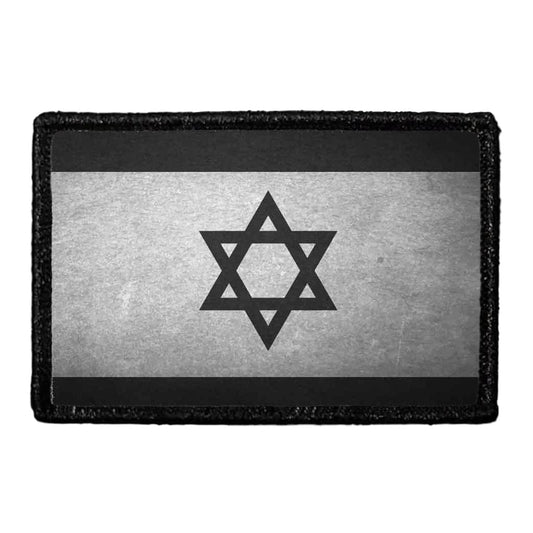 Israel Flag - Black and White - Distressed - Removable Patch