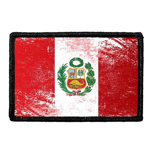 Peru Flag - Color - Distressed - Removable Patch