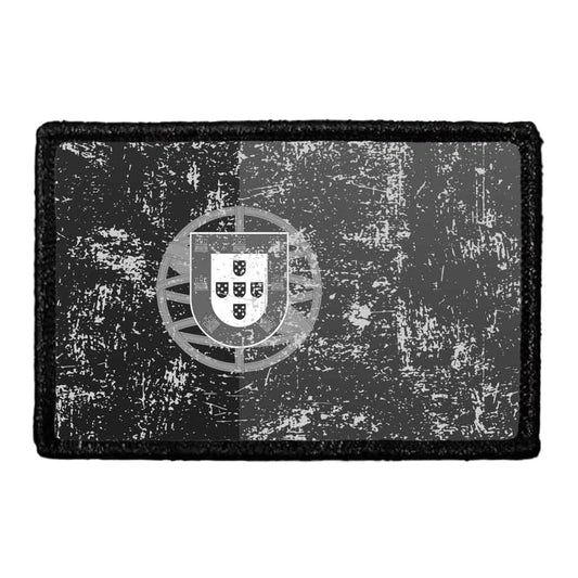Portugal Flag - Black and White - Distressed - Removable Patch