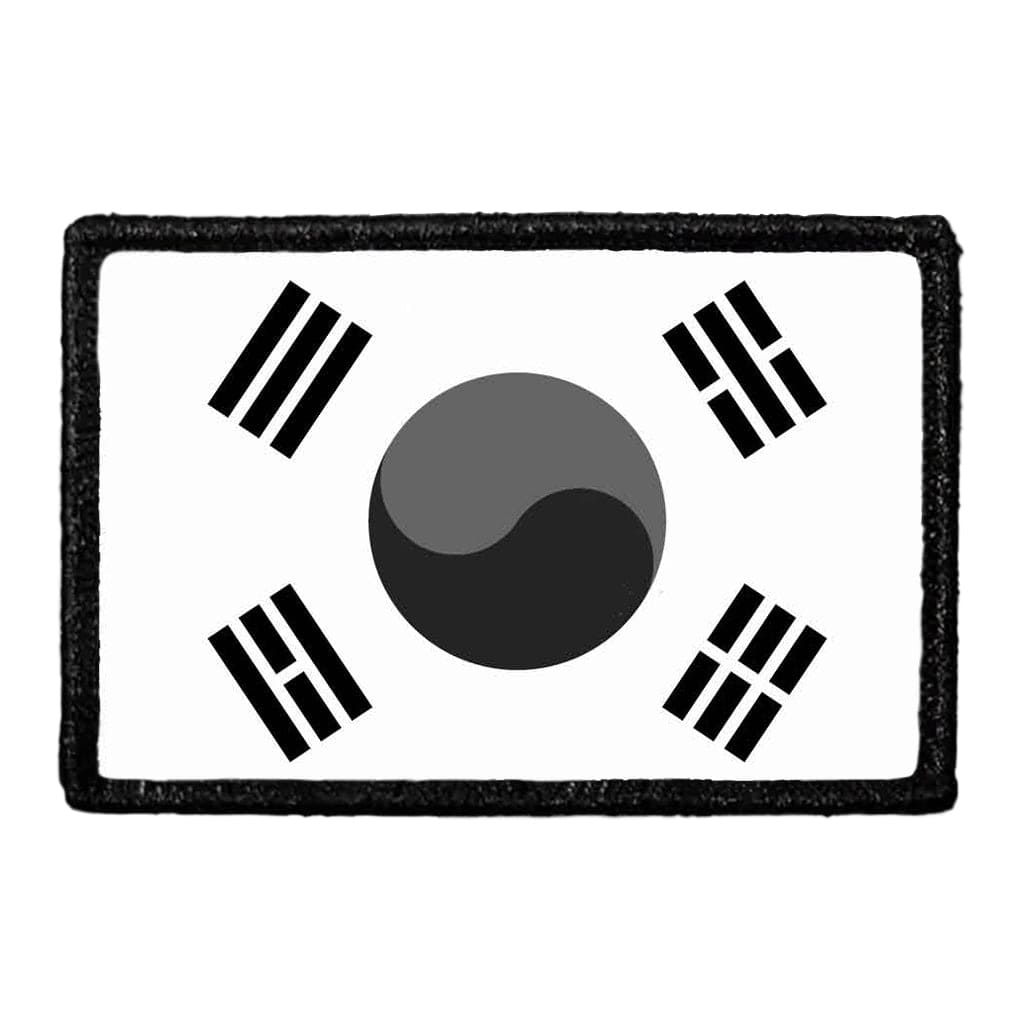 South Korea Flag - Black and White - Removable Patch