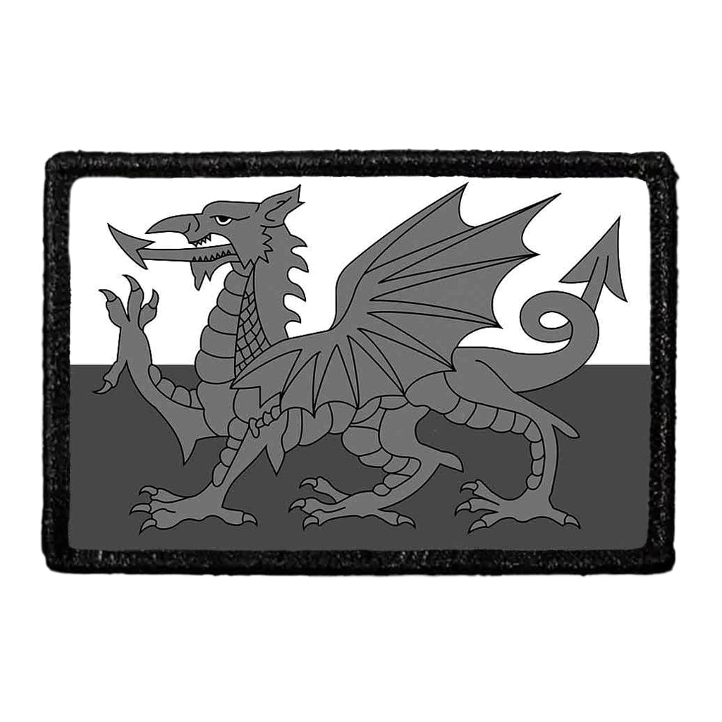 Wales Flag - Black and White - Removable Patch